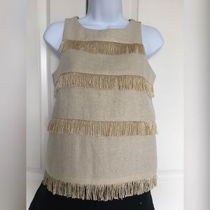 Anthro Gold Fringe Top